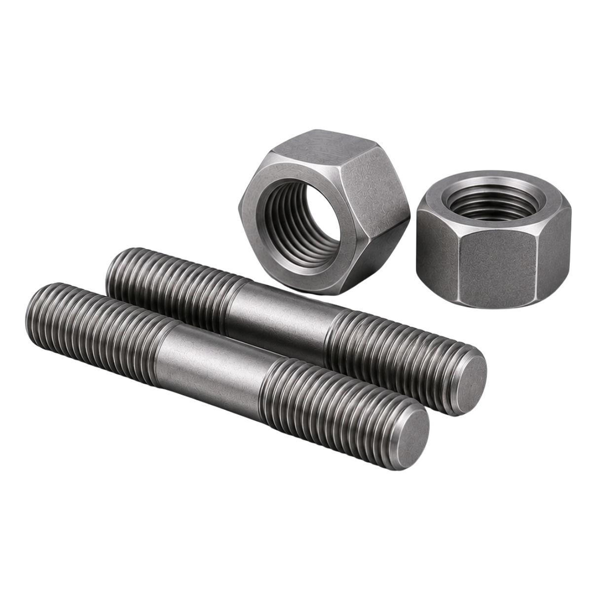 Stud bolts and heavy hex nuts for industrial piping